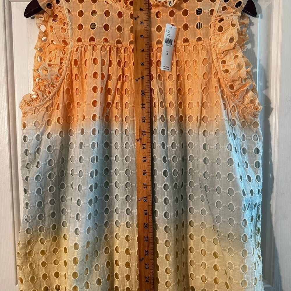 ANTHROPOLOGIE Ollari M BOHO Feminine Ruffle Cotton Tank Tassel Tie Back Cut Out - Picture 12 of 14